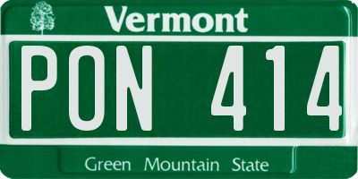 VT license plate PON414