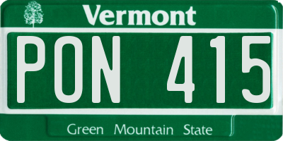 VT license plate PON415