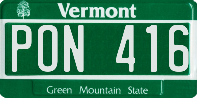 VT license plate PON416