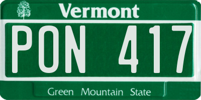VT license plate PON417