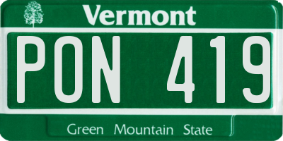 VT license plate PON419