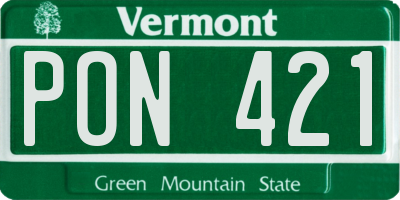 VT license plate PON421