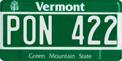 VT license plate PON422