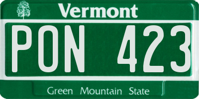 VT license plate PON423