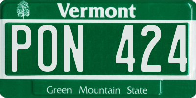VT license plate PON424