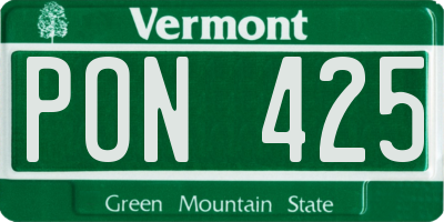 VT license plate PON425
