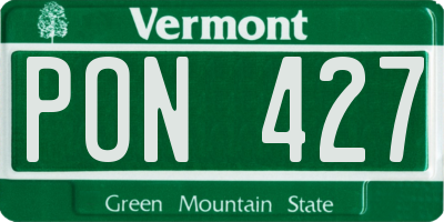 VT license plate PON427