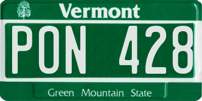 VT license plate PON428