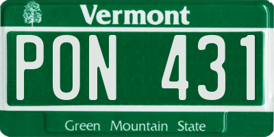 VT license plate PON431