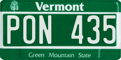 VT license plate PON435