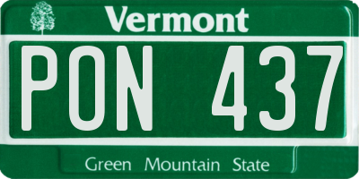 VT license plate PON437