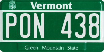 VT license plate PON438
