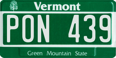 VT license plate PON439