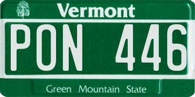VT license plate PON446