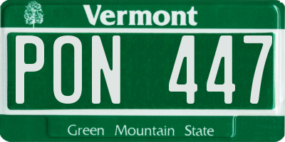 VT license plate PON447