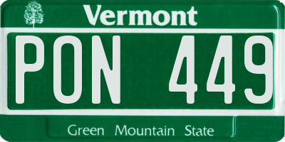 VT license plate PON449