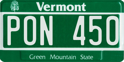 VT license plate PON450