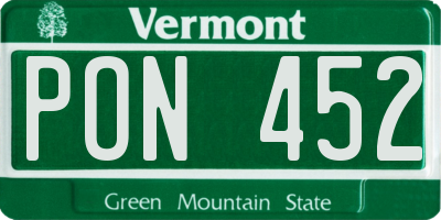 VT license plate PON452
