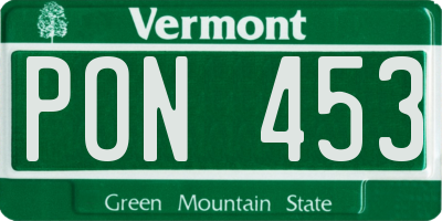 VT license plate PON453