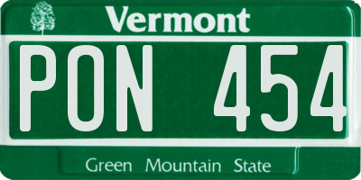 VT license plate PON454