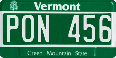 VT license plate PON456