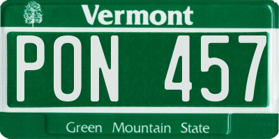 VT license plate PON457