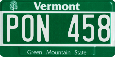 VT license plate PON458