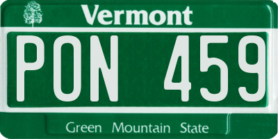 VT license plate PON459