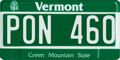 VT license plate PON460