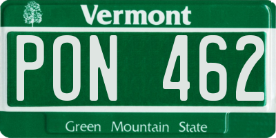 VT license plate PON462