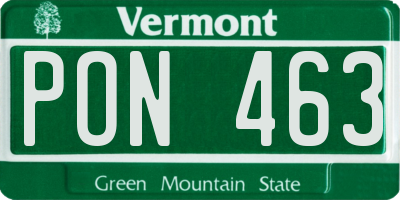 VT license plate PON463