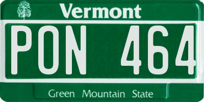VT license plate PON464