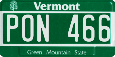 VT license plate PON466