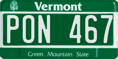 VT license plate PON467
