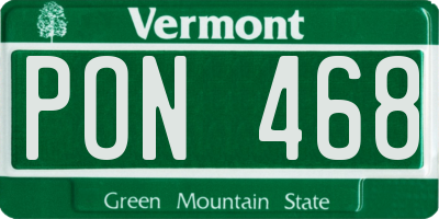 VT license plate PON468