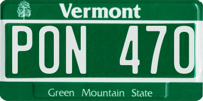 VT license plate PON470