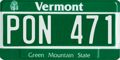 VT license plate PON471