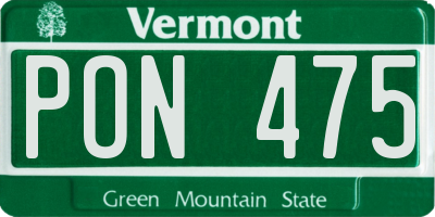 VT license plate PON475