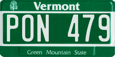 VT license plate PON479