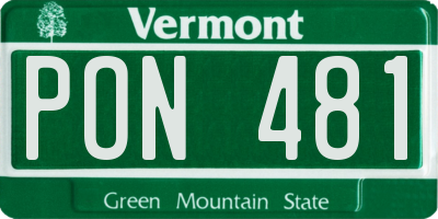 VT license plate PON481