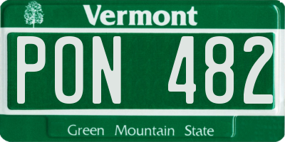 VT license plate PON482