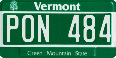 VT license plate PON484