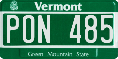 VT license plate PON485