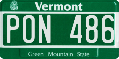 VT license plate PON486