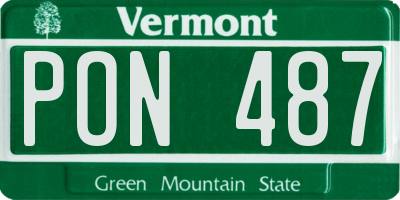 VT license plate PON487