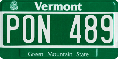 VT license plate PON489