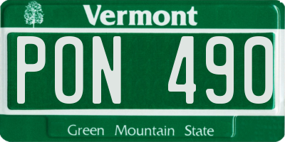VT license plate PON490