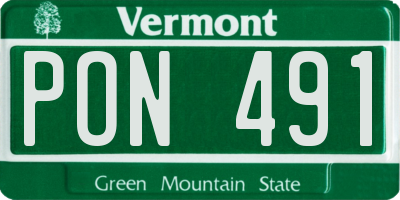 VT license plate PON491