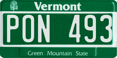 VT license plate PON493