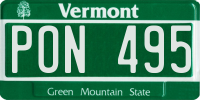 VT license plate PON495